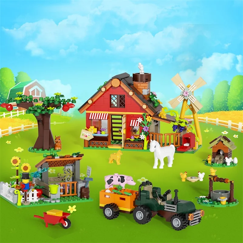 Agriculture Farming Certificate - Kreatywny model farma z wiatrakami, klocki